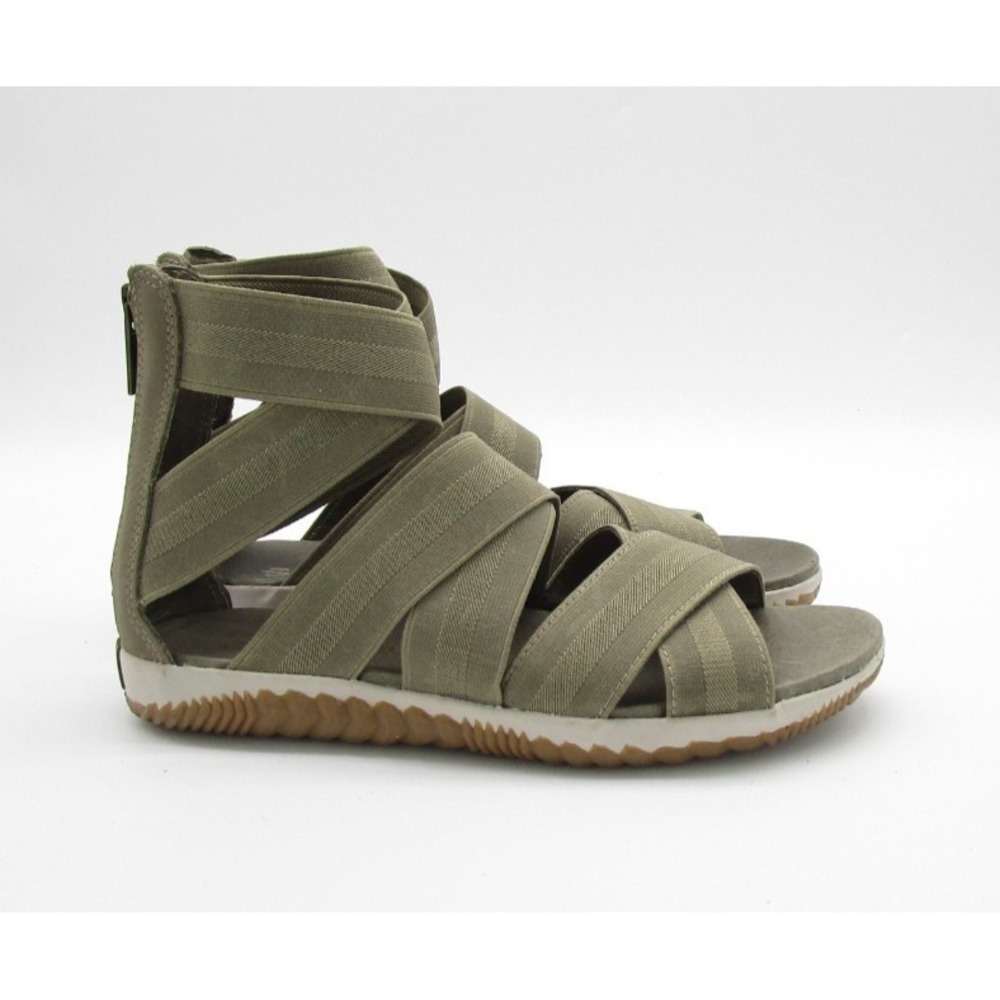 Sorel Out N About Plus Strappy Green Gladiator Sandals Size 7 Womens